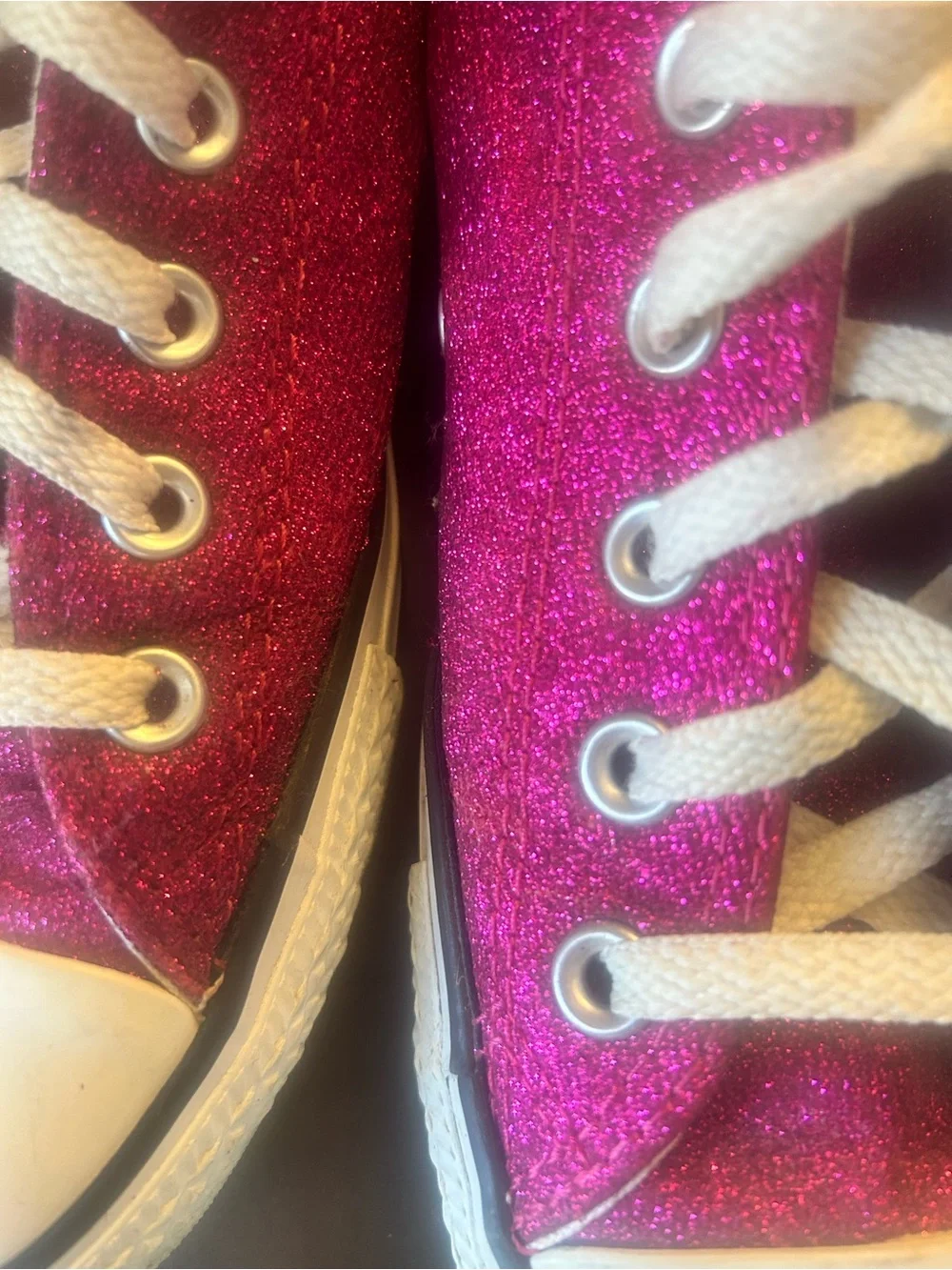 Women’s hot pink glitter Converse low tops